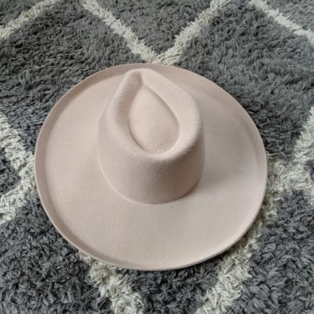NWT Universal Thread Women's Upturned Wide Brim Felt Fedora Hat Taupe - Picture 5 of 7